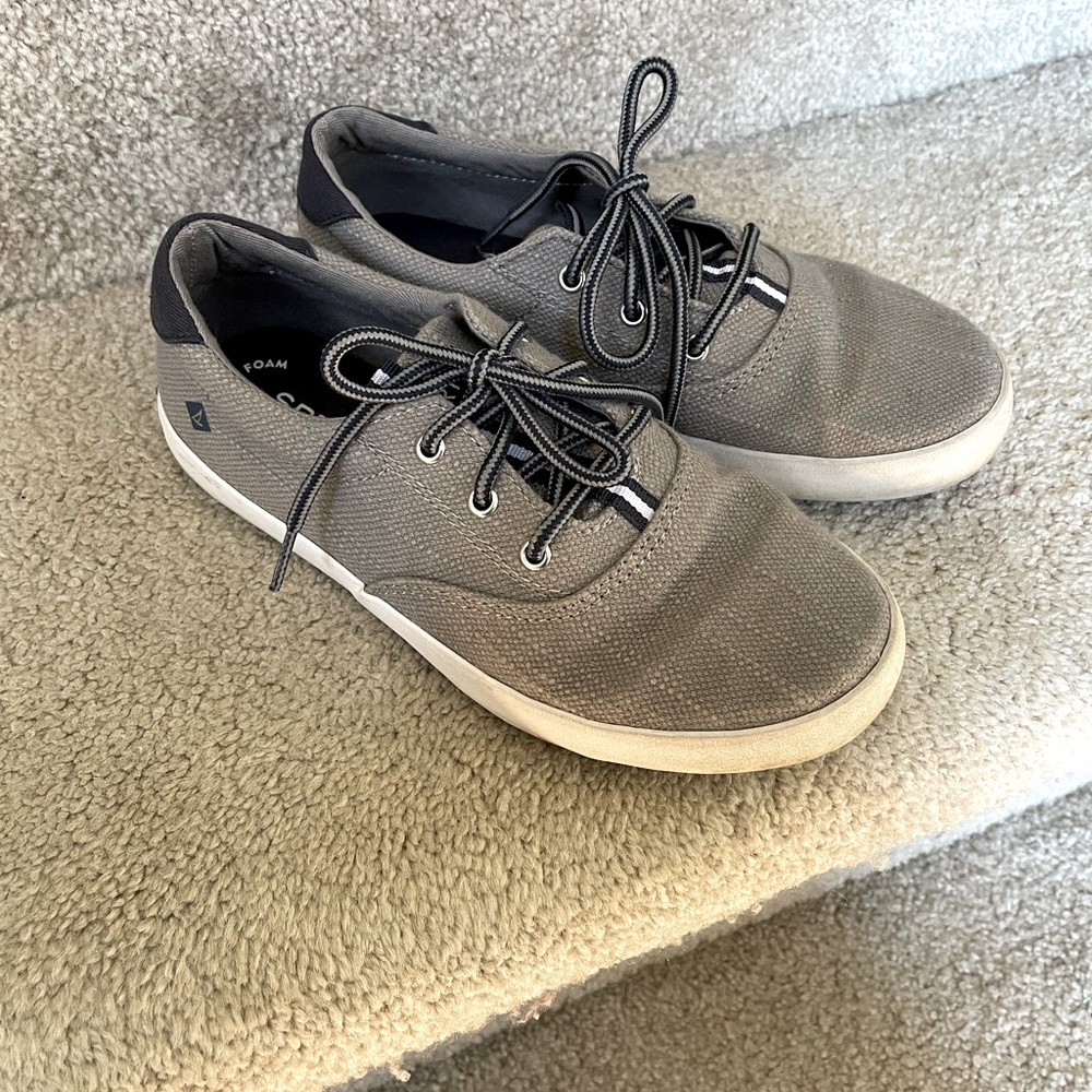Little Boys Sperry gray shoes